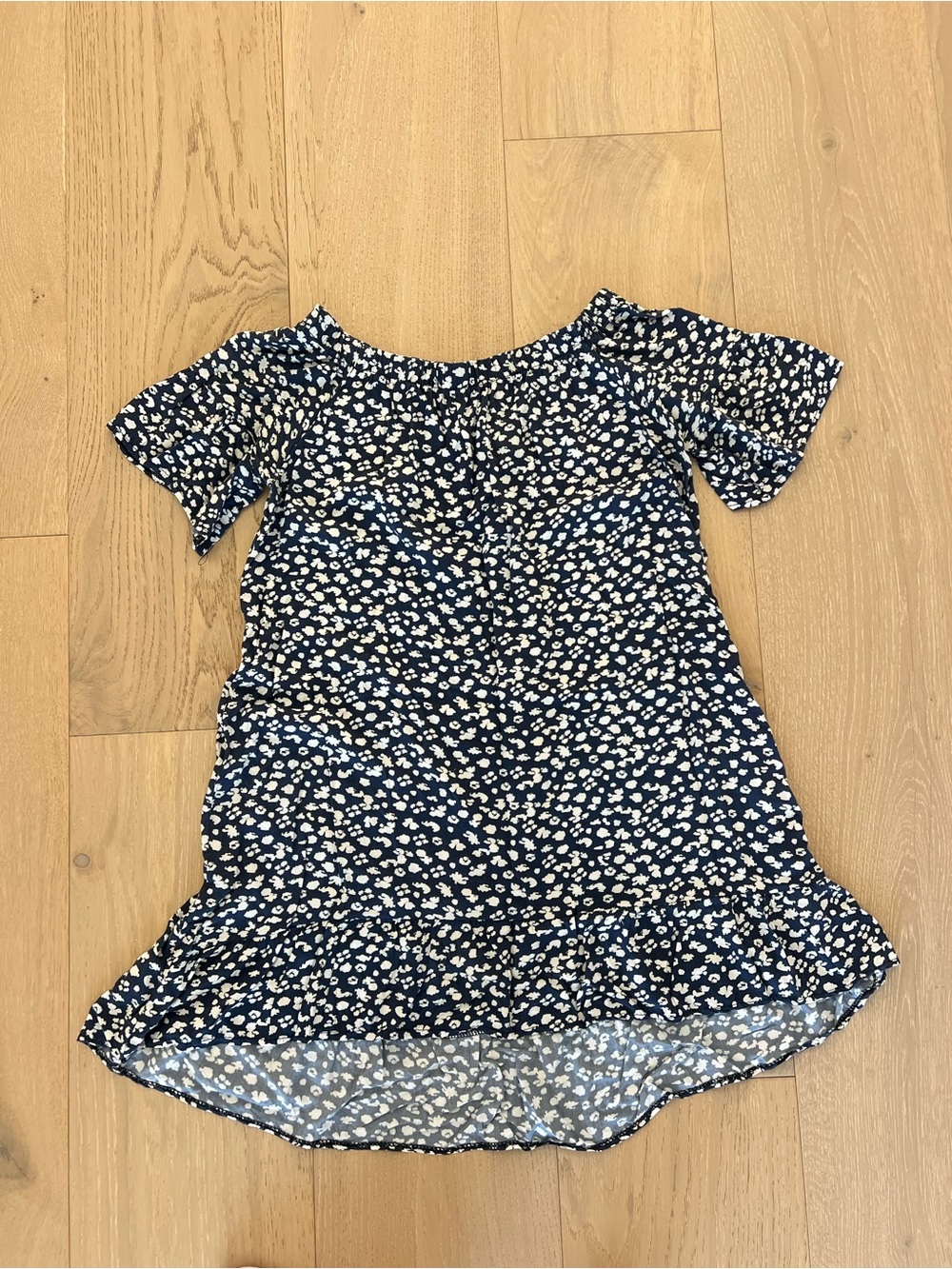 Navy Blue Floral Off-Shoulder Ruffle Dress Size small